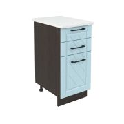 Шкаф нижний с ящиками ШН3Я 400 Корпус: ЛДСП венге 16мм; фасад: фрезеровка Барселона, МДФ голубой тик 16мм