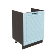 Шкаф нижний под мойку ШНМ 600-1 Корпус: ЛДСП венге 16мм; фасад: фрезеровка Барселона, МДФ голубой тик 16мм