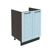 Шкаф нижний под мойку ШНМ 600 Корпус: ЛДСП венге 16мм; фасад: фрезеровка Барселона, МДФ голубой тик 16мм