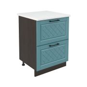 Шкаф нижний с ящиками ШНГ2Я 600 Корпус: ЛДСП венге 16мм; фасад: фрезеровка Барселона, МДФ морское дерево 16мм