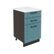 Шкаф нижний с ящиками ШН3Я 500 Корпус: ЛДСП венге 16мм; фасад: фрезеровка Барселона, МДФ морское дерево 16мм