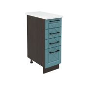 Шкаф нижний с ящиками ШНЯ 300 Корпус: ЛДСП венге 16мм; фасад: фрезеровка Барселона, МДФ морское дерево 16мм