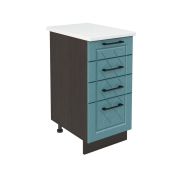 Шкаф нижний с ящиками ШНЯ 400 Корпус: ЛДСП венге 16мм; фасад: фрезеровка Барселона, МДФ морское дерево 16мм