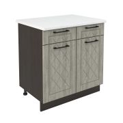 Шкаф нижний с ящиками ШН2Я 800 Корпус: ЛДСП венге 16мм; фасад: фрезеровка Барселона, МДФ седой клен 16мм