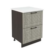 Шкаф нижний с ящиками ШНГ2Я 600 Корпус: ЛДСП венге 16мм; фасад: фрезеровка Барселона, МДФ седой клен 16мм