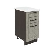 Шкаф нижний с ящиками ШН3Я 400 Корпус: ЛДСП венге 16мм; фасад: фрезеровка Барселона, МДФ седой клен 16мм