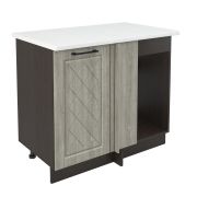 Шкаф нижний угловой  ШНУП 1000 Корпус: ЛДСП венге 16мм; фасад: фрезеровка Барселона, МДФ седой клен 16мм