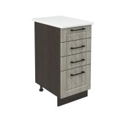 Шкаф нижний с ящиками ШНЯ 400 Корпус: ЛДСП венге 16мм; фасад: фрезеровка Барселона, МДФ седой клен 16мм