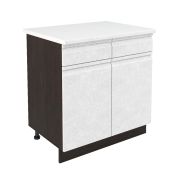Шкаф нижний с ящиками ШН2Я 800 Корпус: ЛДСП венге 16мм; фасад: фрезеровка Бруклин, МДФ бетон белый 16мм