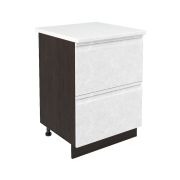 Шкаф нижний с ящиками ШНГ2Я 600 Корпус: ЛДСП венге 16мм; фасад: фрезеровка Бруклин, МДФ бетон белый 16мм