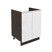 Шкаф нижний под мойку ШНМ 600 Корпус: ЛДСП венге 16мм; фасад: фрезеровка Бруклин, МДФ бетон белый 16мм