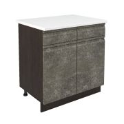 Шкаф нижний с ящиками ШН2Я 800 Корпус: ЛДСП венге 16мм; фасад: фрезеровка Бруклин, МДФ бетон коричневый 16мм