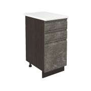 Шкаф нижний с ящиками ШН3Я 400 Корпус: ЛДСП венге 16мм; фасад: фрезеровка Бруклин, МДФ бетон коричневый 16мм