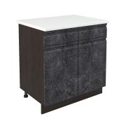 Шкаф нижний с ящиками ШН2Я 800 Корпус: ЛДСП венге 16мм; фасад: фрезеровка Бруклин, МДФ бетон черный 16мм