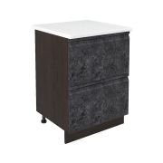 Шкаф нижний с ящиками ШНГ2Я 600 Корпус: ЛДСП венге 16мм; фасад: фрезеровка Бруклин, МДФ бетон черный 16мм
