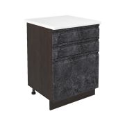 Шкаф нижний с ящиками ШН3Я 600 Корпус: ЛДСП венге 16мм; фасад: фрезеровка Бруклин, МДФ бетон черный 16мм