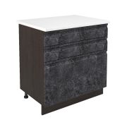 Шкаф нижний с ящиками ШН3Я 800 Корпус: ЛДСП венге 16мм; фасад: фрезеровка Бруклин, МДФ бетон черный 16мм