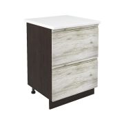 Шкаф нижний с ящиками ШНГ2Я 600 Корпус: ЛДСП венге 16мм; фасад: фрезеровка Бруклин, МДФ клен скандинавский 16 мм