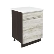 Шкаф нижний с ящиком ШН1Я 600 Корпус: ЛДСП венге 16мм; фасад: фрезеровка Бруклин, МДФ клен скандинавский 16мм