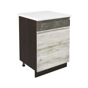 Шкаф нижний с ящиком ШН1Я 600 Корпус: ЛДСП венге 16мм; фасад: фрезеровка Бруклин, МДФ клен скандинавский/бетон коричневый 16мм