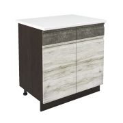 Шкаф нижний с ящиками ШН2Я 800 Корпус: ЛДСП венге 16мм; фасад: фрезеровка Бруклин, МДФ клен скандинавский/бетон коричневый 16мм