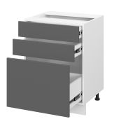 Шкаф нижний с ящиками ШН3Я 600 Корпус: ЛДСП венге 16мм; фасад: фрезеровка Гренада, МДФ бразильский орех 16мм