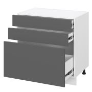 Шкаф нижний с ящиками ШН3Я 800 Корпус: ЛДСП венге 16мм; фасад: фрезеровка Гренада, МДФ бразильский орех 16мм