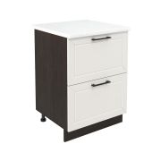 Шкаф нижний с ящиками ШНГ2Я 600 Корпус: ЛДСП венге 16мм; фасад: фрезеровка Кельн, МДФ софт бланж 16мм