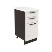 Шкаф нижний с ящиками ШН3Я 400 Корпус: ЛДСП венге 16мм; фасад: фрезеровка Кельн, МДФ софт бланж 16мм