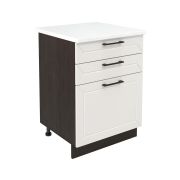 Шкаф нижний с ящиками ШН3Я 600 Корпус: ЛДСП венге 16мм; фасад: фрезеровка Кельн, МДФ софт бланж 16мм