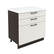 Шкаф нижний с ящиками ШН3Я 800 Корпус: ЛДСП венге 16мм; фасад: фрезеровка Кельн, МДФ софт бланж 16мм