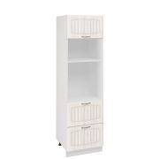 Пенал ПДМ600-1Г2Я Корпус: ЛДСП белый 16мм; фасад: фрезеровка Гренада, МДФ сандал 16мм