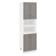 Пенал ПД600-22 Корпус: ЛДСП белый 16мм; фасад: фрезеровка Лондон, МДФ дуб графит 16мм