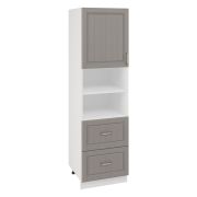 Пенал ПД600-12Я Корпус: ЛДСП белый 16мм; фасад: фрезеровка Лондон, МДФ дуб графит 16мм