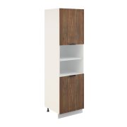 Пенал ПД600-11 Корпус: ЛДСП белый 16мм; фасад: фрезеровка Норд, МДФ орех канадский 16 мм