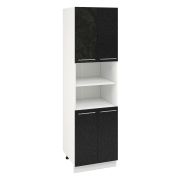 Пенал ПД600-22 Корпус: ЛДСП белый 16мм; фасад: фрезеровка Олива, МДФ металлик черный 16мм