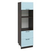 Пенал ПДМ600-1Г2Я Корпус: ЛДСП венге 16мм; фасад: фрезеровка Барселона, МДФ голубой тик 16мм