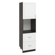 Пенал ПД600-12Я Корпус: ЛДСП венге 16мм; фасад: фрезеровка Лондон, МДФ дуб белый 16мм