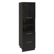 Пенал ПД600-12Я Корпус: ЛДСП венге 16мм; фасад: фрезеровка Олива, МДФ металлик черный 16мм