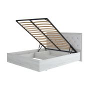 ПРОВАНС Кровать 1,6 м (с подъёмным мех.)_(исп. А) Корпус - Дуб Крафт белый Кожзам.- Родео 050 (Белая)